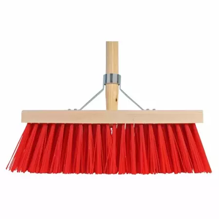 Bezem b35cm rood+steel h1.4m