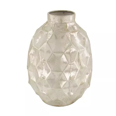 Fles metaal l24b24h31cm zilver-wash