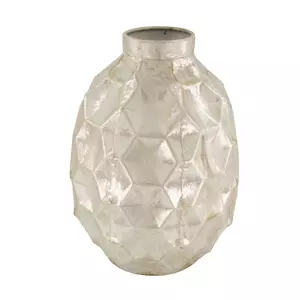 Fles metaal l24b24h31cm zilver-wash