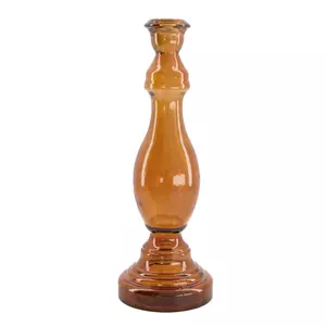 Kaarshouder glas d10.5h30cm bruin - afbeelding 3