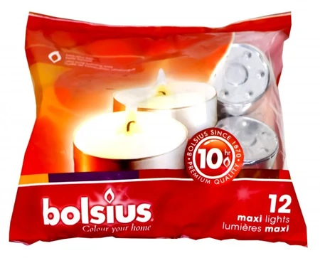 Theelicht maxi 10u wit 12st zak