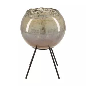 Theelichthouder glas l10b10h16cm gs