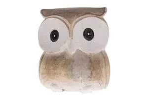 Uil hout l11b10h12.5cm naturel